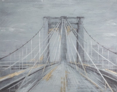 OBRAZ RĘCZNIE MALOWANY NA PŁÓTNIE MOST 80 X 100 CM