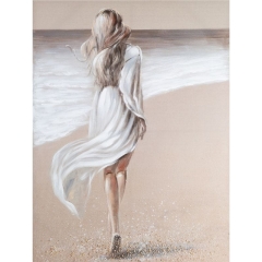 OBRAZ ręcznie malowany w na płótnie 90X120 BEŻOWY