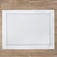 OBRUS BIEŻNIK SREBRNA LAMÓWKA 30 X 40 CM BIAŁY