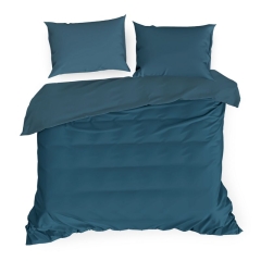 KOMPLET POŚCIEL SATYNA BAWEŁNA 220X200 GRANATOWA