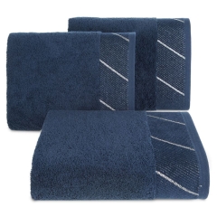 RĘCZNIK BAWEŁNA FROTTE KRESKI 30X50 CM GRANATOWY