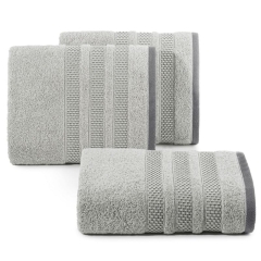 RĘCZNIK BORDIURA BAWEŁNA FROTTE 50X90 SREBRNY