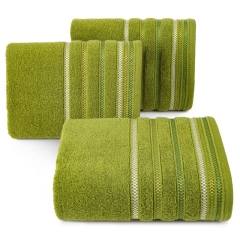 RĘCZNIK FROTTE BAWEŁNA Z PASKAMI 70X140 OLIWKOWY