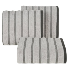 Ręcznik w ozdobne pasy 70X140 CM SREBRNY