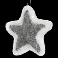 Świąteczna ozdoba GWIAZDA SZARO BIAŁA 10CM 6szt