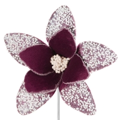 KWIAT ŚWIĄTECZNY DEKORACYJNY 15C (FI) 20 CM BORDOWY 12szt