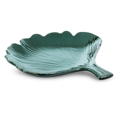 PATERA OZDOBNA TACA TALERZ LIŚĆ 30X5 CM TURKUSOWA 2szt