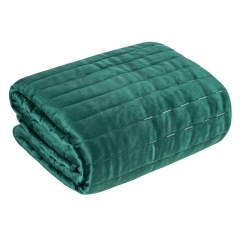 NARZUTA KAPA W PASY WELUR VELVET 170X210CM ZIELONA