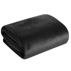 Narzuta 240x220 CZARNA LIŚCIE welwet welur