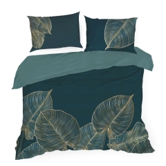 160X200 turquoise satin leaf bedding set