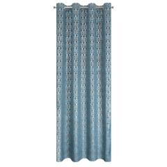 ZASŁONA PRZELOTKI WELUR ORNAMENT 140X250 NIEBIESKA