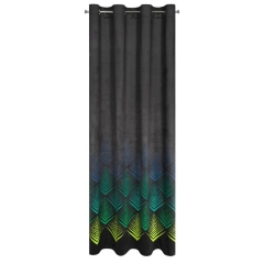 ZASŁONA PRZELOTKI W ROMBY WELUROWA140X250 CZARNA