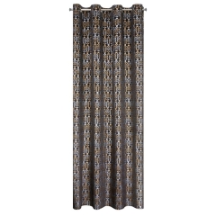 ZASŁONA PRZELOTKI WELUR ORNAMENT 140X250 CM CZARNA