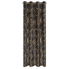 ZASŁONA WELUR VELVET LIŚCIE 140X250 CM CZARNA