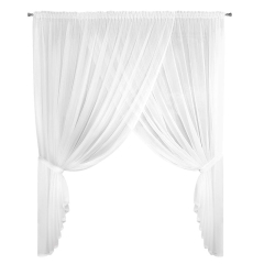 Biała Firana 400x250cm - Dwuczęściowa + szarfy