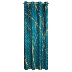 ZASŁONA 140x250 TURKUSOWA WELUR VELVET PRZELOTKI