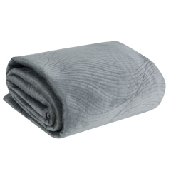 KOC NARZUTA WELUR VELVET FALE 170X210 CM SREBRNY