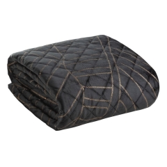 NARZUTA WELUR VELVET PIKOWANA 170X210 CM CZARNA