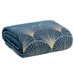 NARZUTA WELUR VELVET LIŚCIE 170X210 TURKUSOWA