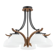 Lampa wisząca Alfa Bafia 5-punktowa E14 czarna / drewno