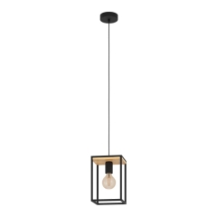 Lampa wisząca Libertad 1 x E27 czarno-drewniana