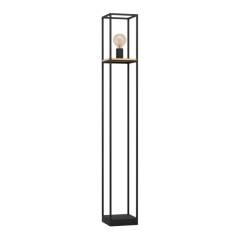 Lampa podłogowa Libertad 1 x E27 czarno-drewniana