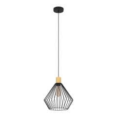Lampa wisząca Palmorla 1 x E27 czarno-drewniana