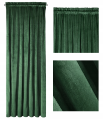 ZASŁONA WELUROWA VELVET NA TAŚMIE 140X270 ZIELONA