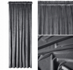 ZASŁONA ZACIEMNIAJĄCA WELUROWA VELVET NA TAŚMIE ŻABKI 140X270 GRAFITOWA