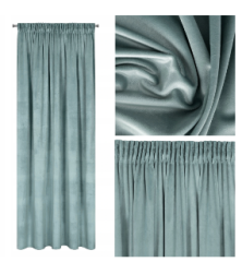 ZASŁONA ZACIEMNIAJĄCA WELUR VELVET NA TAŚMIE NA ŻABKI 140X270 SZAŁWIOWA