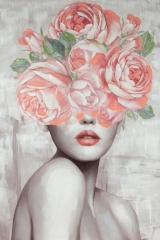 Obraz ręcznie malowany 80 x 120 cm Różowy