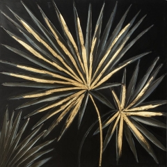 Obraz ręcznie malowany 80 x 80 cm Złoty