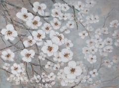 Obraz ręcznie malowany 120 x 90 cm Biały