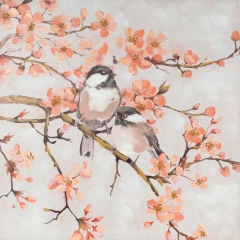 Obraz ręcznie malowany 80 x 80 cm Różowy