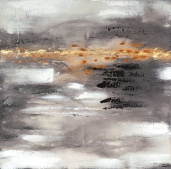 Obraz ręcznie malowany 100 x 100 cm Stalowy