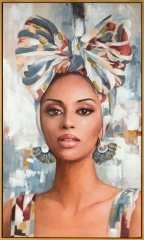 Obraz ręcznie malowany 60 x 100 cm Niebieski