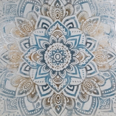 Obraz ręcznie malowany 100 x 100 cm Niebieski