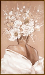 Obraz ręcznie malowany 60 x 100 cm Beżowy