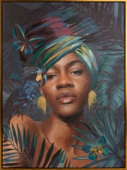 Obraz ręcznie malowany 60 x 80 cm Ciemnoturkusowy