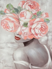 Obraz ręcznie malowany 60 x 80 cm Różowy