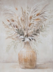 Obraz ręcznie malowany 90 x 120 cm Beżowy