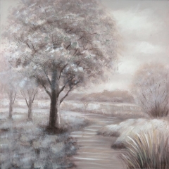 Obraz ręcznie malowany 100 x 100 cm Szary