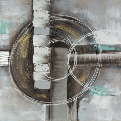Obraz ręcznie malowany 80 x 80 cm Beżowy