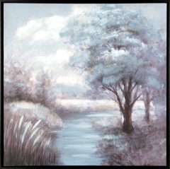 Obraz ręcznie malowany 60 x 60 cm Niebieski