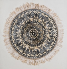 Obraz ręcznie malowany 60 x 60 cm Beżowy
