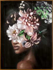 Obraz ręcznie malowany 60 x 80 cm Ciemnoróżowy