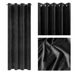 ZASŁONA welwet welur velvet kółka 140X250 CZARNA
