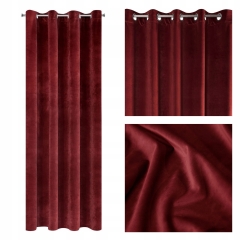 ZASŁONA welwet welur velvet kółka 140X250 BORDOWA
