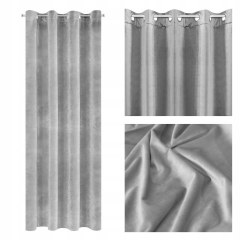 ZASŁONA welwet welur velvet kółka 140X250 SZARA