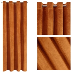 ZASŁONA welwet welur velvet kółka 140X250 RUDA